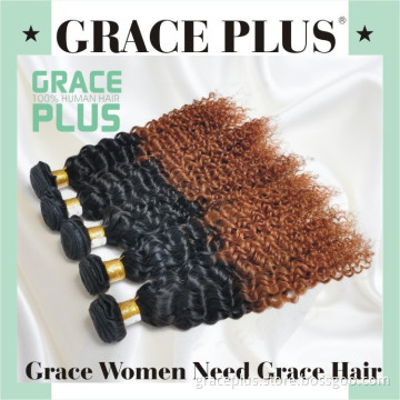 AAAAAAA Good Quality Human Hair Weft Jerry Curly Hair Extensions Ombre Colored 1B/30# Two Tone Peruvian Hair Weaving
